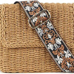 Women's Summer Straw Braided Crossbody Bag with Tassel Chain,Shoulder Straps Wov